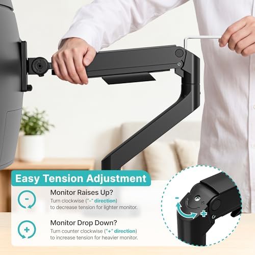Heavy Duty Monitor Arm for 17-49 Inch, 44 lbs, VESA 75/100 with USB, Black