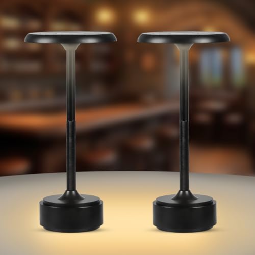 Cordless Rechargeable Modern Metal Table Lamp, Touch Dimming, 3-Color