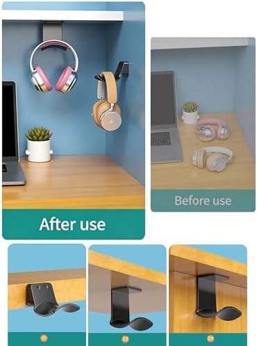 2-Pack Wall Mount Headphone Hanger Adhesive Screw-in Headset Hook