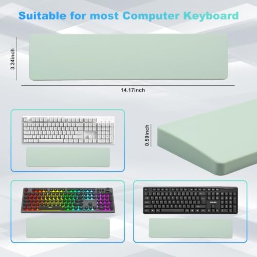 Sumgsn Green Keyboard Wrist Rest, Gel Wrist Pad for Keyboard 60%/68%/70%