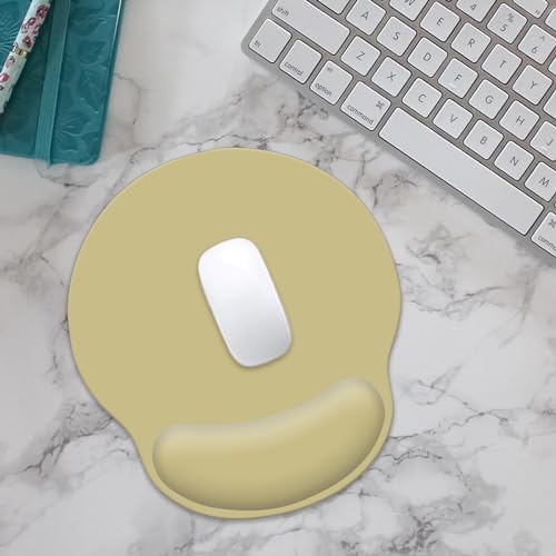 Mouse Pad with Wrist Rest, Ergonomic Gaming Mouse Pad, Comfortable Mouse Pads for Computer, Laptop, Office & Home, Easy Typing & Pain Relief, 9.8 X 8.8 in (Golden)