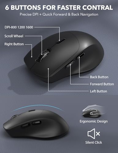 Wireless Keyboard and Mouse Combo - Full-Sized, Ergonomic Wrist Rest
