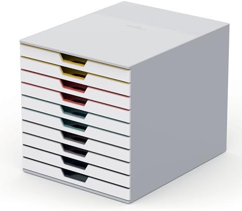 Durable, Varicolor Drawer Organizer, 10 Color Coded Drawers, White