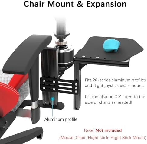 EG STARTS 1x Metal Extend Mouse Pad Holder Platform, Adjustable Horizontally & Height for Desk & Chair Extend Metal Computer Mouse Desk Mount Pads, Flight Joystick Mount Extension Attachment