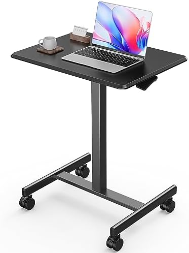 Sweetcrispy Mobile Rolling Desk, Small Standing Desk with Wheels