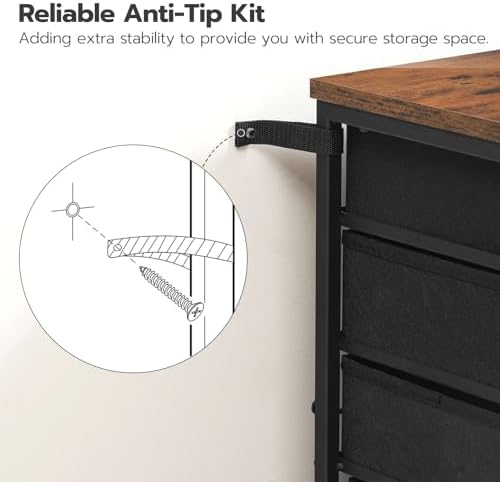 HOOBRO 5-Drawer Chest, Office File Cabinet with Drawers, Rolling Printer Stand, Filing Cabinet for Living Room, Home Office, Nonwovens Drawer, Easy Assembly, Black BFK50WJ01