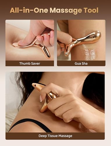 lifechill Trigger Point Massage Tool for Gua Sha, Lymphatic Drainage Massager, Deep Tissue Thumb Saver Acupressure Tool for Full Body Pain Relief, Gold