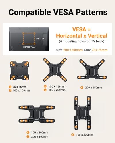 Perlegear Full Motion TV Wall Mount for 13–43 inch TVs up to 44 lbs