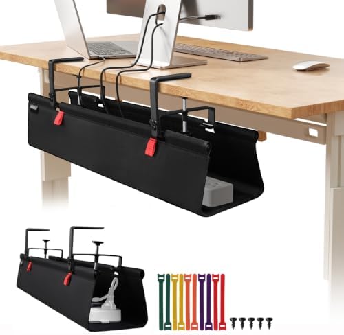 Under Desk Cable Management Tray No Drill, 28Inch Cable Management,Black