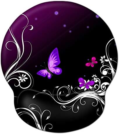 ToLuLu Mouse Pad Wrist Rest Support, Gel Ergonomic Mouse Pads with Non Slip Rubber Base Memory Foam Support, Mouse Wrist Rest Pad for Laptop Computer Home Office Working Pain Relief, Purple Butterfly