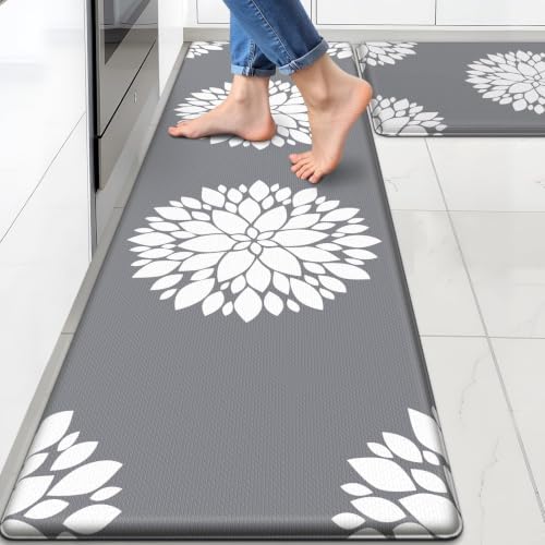 2PCS Kitchen Mats for Floor, Anti Fatigue Non-slip Larger Grey Rug