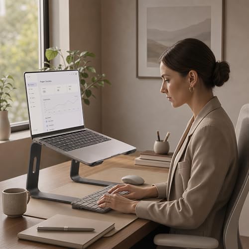 Orionstar Ergonomic Laptop Stand, Aluminum Riser, 10-15.6", Grey