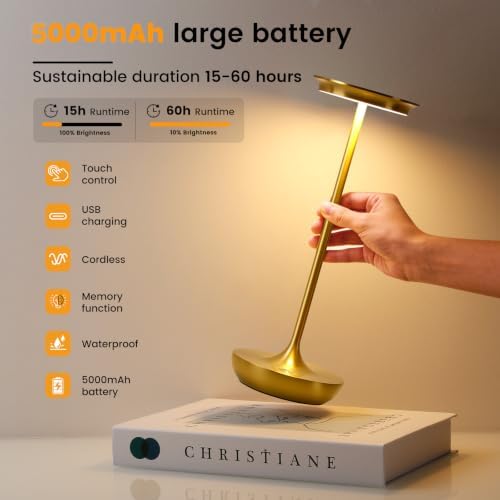 LED Rechargeable Cordless Table Lamp Battery Operated Light