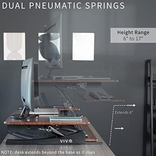 VIVO Dark Walnut 42 in Standing Desk Converter, DESK-V000VLD