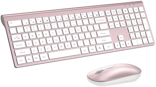 Wireless Keyboard and Mouse Combo, Ultra Slim Full Size Silent Keyboard