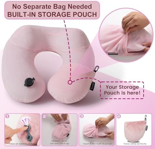 Keemall Inflatable Travel Neck & Shoulder Pillow for Airplanes&Long Trips