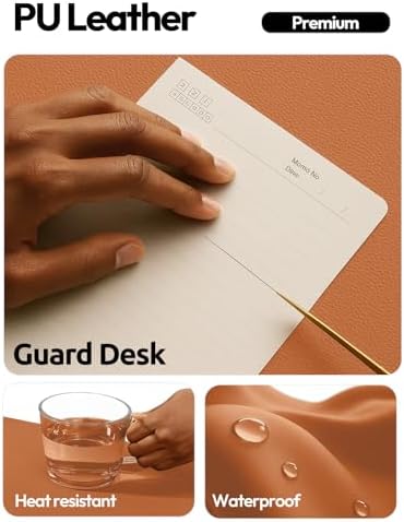 YSAGi Leather Desk Protector, Office Mat, Large Mouse Mat, Non-Slip PU Leather Blotter, Laptop Desk Mat, Waterproof Writing Pad for Office and Home(Brown, 42" x 17.2")