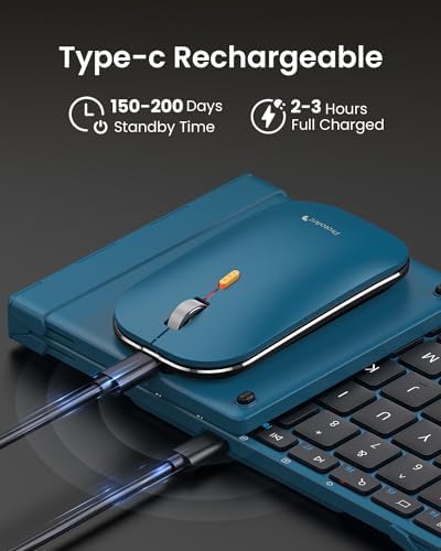 ProtoArc XKM01 Full-Size Foldable Keyboard Mouse Combo for Travel - Blue