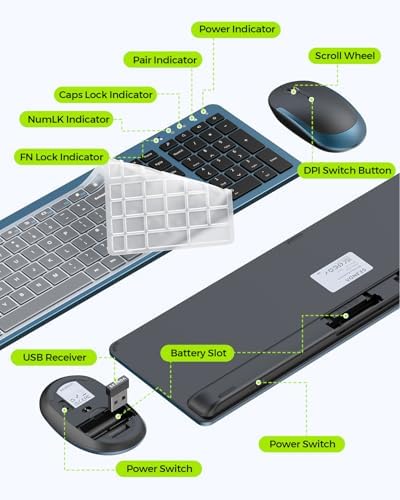 seenda Wireless Keyboard and Mouse Combo, Slim Full-Size Design