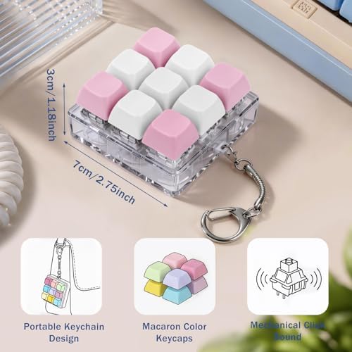 Keyboard Fidget Toy, Creamy Fidget Clicker Keyboard Fidget Keychain, Button Fidget Gifts for Adults, Boost Focus & Ease Anxiety Anywhere — Perfect Stress-Relief Gift (3×3 Grid Layout F)