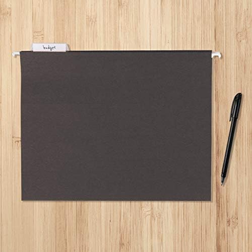Amazon Basics Hanging File Folders with Adjustable Tabs for Document Organization, Letter Size, 8.5x11 inches, Black, 25-Pack