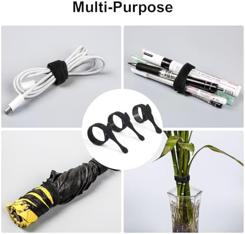 OneLeaf Cable Ties Reusable, 4 Inch Black Cord Management Straps