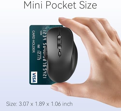 Uiosmuph Mini Wireless Bluetooth Mouse for Travel, Silent Small Mouse Black