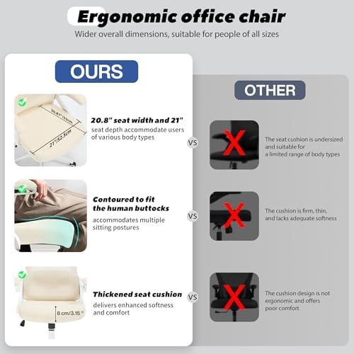 Ergonomic Office Chair, Mesh Desk Chair with Adjustable Lumbar Support