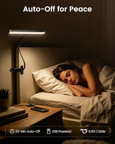 Glocusent 11.3"Wide Coverage Desk Lamp with Clamp,57 LED Clip on Desk Light