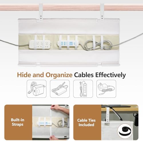 SHUWEI 35.6" Under Desk Cable Management Tray, Mesh, No-Drill Mount, Black