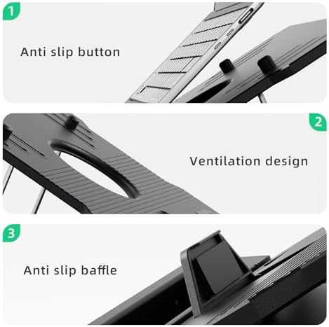 OImaster Laptop Stand for Desk, Phone Stand, Extended Laptops Riser, Elevator, 3 Height Adjustable, Rotatable Base, 10-17 Inches