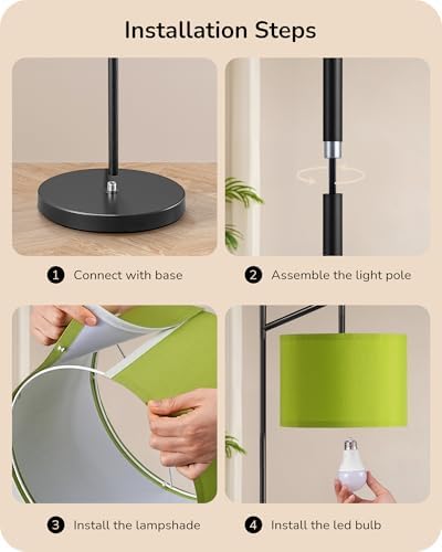EDISHINE Modern Floor Lamps for Living Room, 64.7" Green Standing Lamp