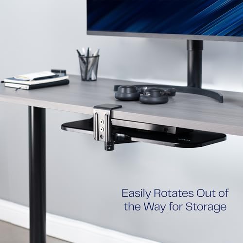 VIVO Black Clamp-on 23 x 10 in Rotating Keyboard Tray, MOUNT-KB04CB