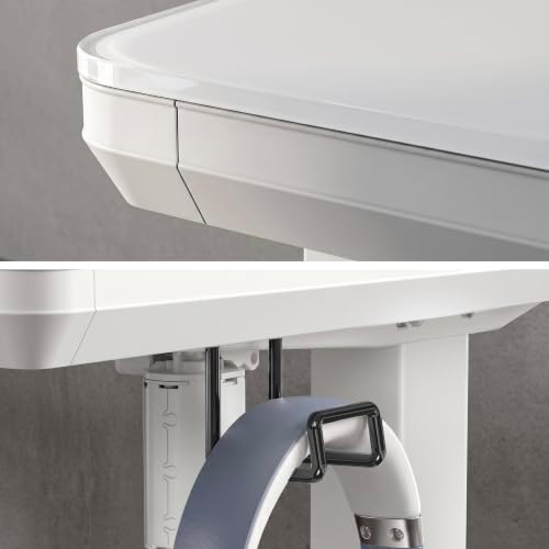 SHW 48-Inch Glass Electric Height Adjustable Standing Desk, White