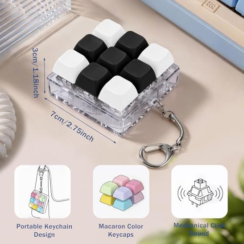 Keyboard Fidget Toy, Creamy Fidget Clicker Keyboard Fidget Keychain, Button Fidget Gifts for Adults, Boost Focus & Ease Anxiety Anywhere — Perfect Stress-Relief Gift (3×3 Grid Layout J)