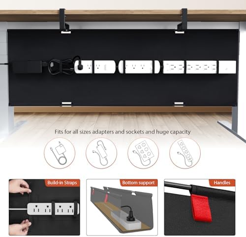 Univivi No Drill Under Desk Cable Management Tray, 48 inch Cable Management