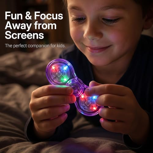 LED Fidget Spinner 2 Pack, Light Up Sensory Fidget Toys for Kids