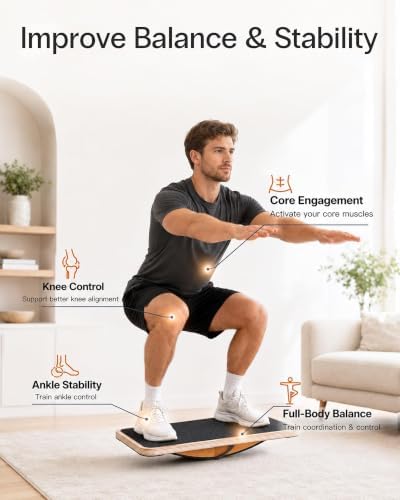 StrongTek Wooden Balance Board, Basic Rocker or Advanced 360° Wobble