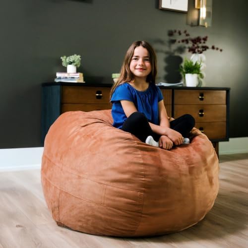 Big Joe Fuf 3.5Ft Foam Bean Bag Chair for Kids, Teens, Bronze Plush Soft Polyester, 3.5 Foot Large Ultra-Soft Seat for Gaming, Bedroom, Reading Nook