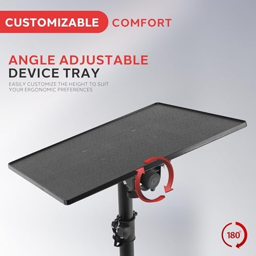 Pyle Universal Projector Stand | Height & Angle Adjustable Tripod 33" to 49" | Platform is 20" by 16" Fits Laptops, Computers, DJ Equipment & Projectors | Perfect for Stages, Studios & Offices | Black