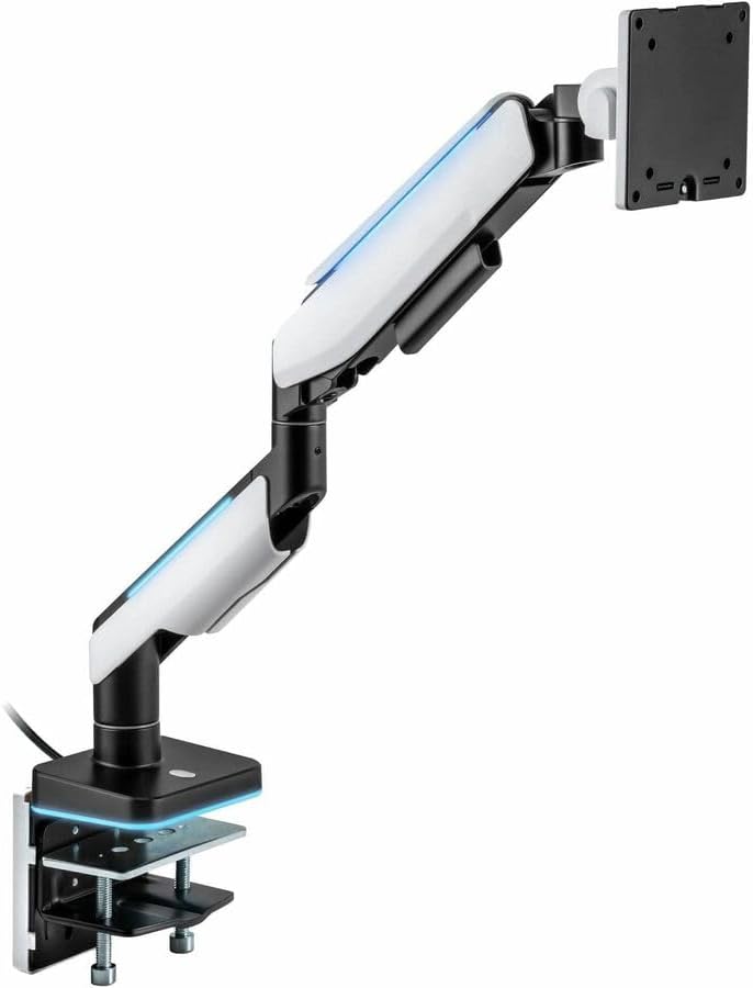 Mount-It! Heavy-Duty Ultrawide Monitor Arm up to 49”, 44 lb Capacity, Desk Mount for Curved & Widescreen Monitors, Compatible with Samsung Odyssey G9, Gas Spring, RGB Lighting, VESA 75x75 & 100x100
