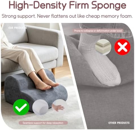 Foot Rest for Under Desk at Work, Ergonomic 2-Height Sponge Foot Stool for Office, Home, Sofa & Gaming Chair, Desk Accessories Footrest Cushion to Support Legs, Relax Ankles & Relieve Pain(A-Blue)