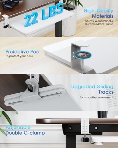 Small Keyboard Tray Under Desk, Pull Out Keyboard & Mouse Tray for Typing