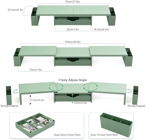 Spacrea Dual Monitor Stand Riser with Drawer and 2 Pen Holders