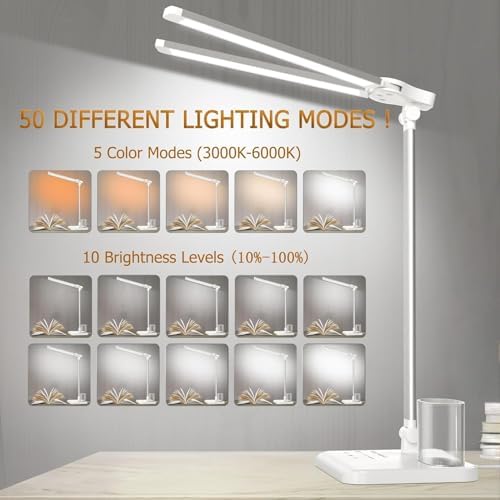 LED Desk Lamp for Home Office Desk Light Table Lamp 50 Lighting Modes Timer