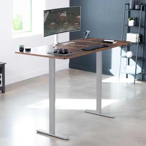 VIVO Electric 71 x 36 inch Rustic Standing Desk, Dual Motor Memory Controller Height Adjustment, E2B Series, Vintage Brown Top Gray Frame, DESK-KIT-E2G7N-36