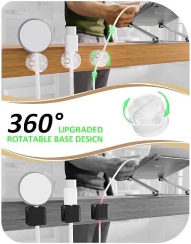 Cable Management Clips, 7-Pack Clear Cord Organizers, Desktop Cable Holders Compatible with 0-8mm Wires