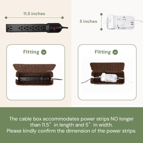 Cable Management Box, Handmade Rattan Cord Organizer for Power Strip