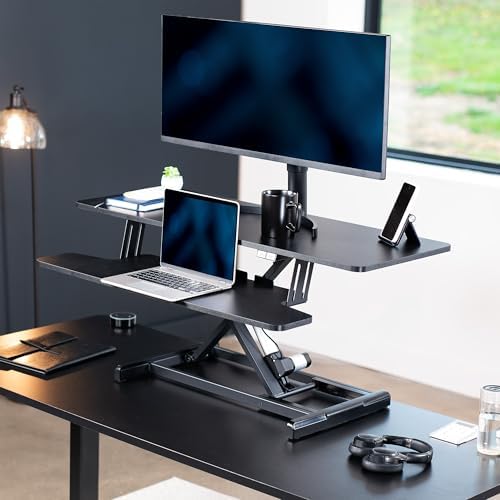 VIVO Black 42 inch Electric Desk Converter, DESK-VE42B