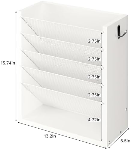 Mail Organizer Wall Mounted, 6-Slot Hanging File Organizer with Key Holder